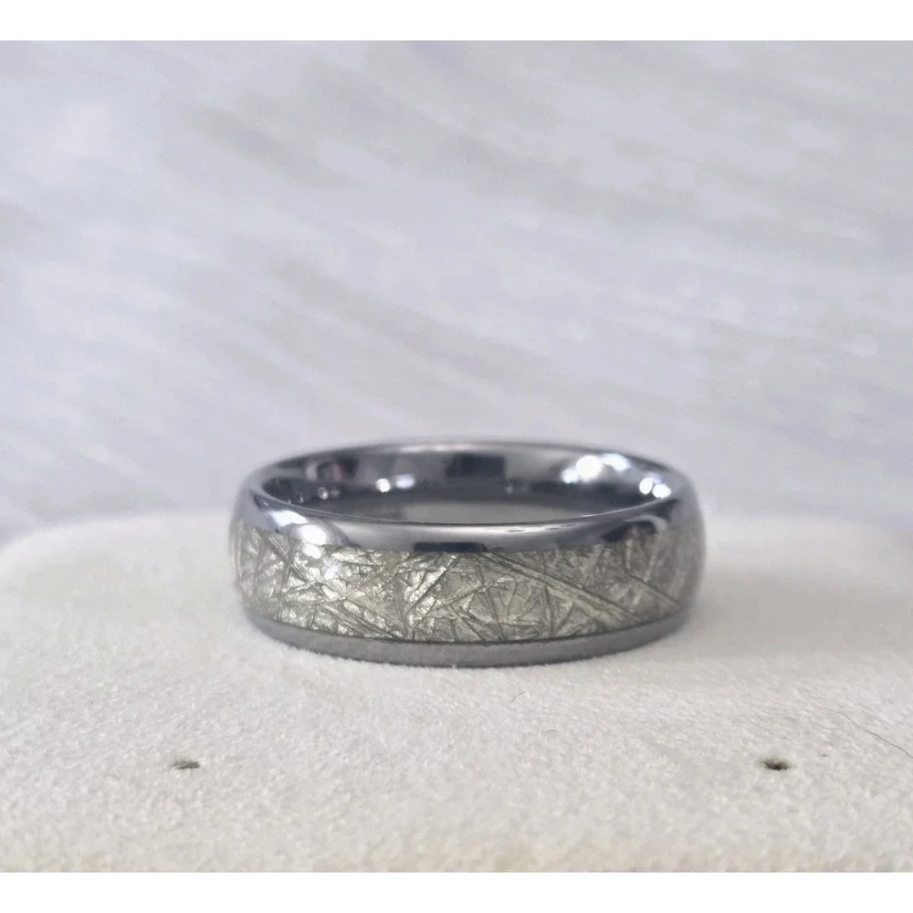 Meteorite Ring Engagement Wedding Tungsten Carbide Men's Band‎ Size 13.75